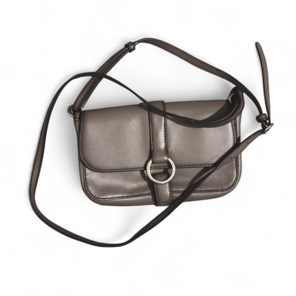 Michael Kors Taupe Leather Crossbody/ saddlebag Bag Silver Hardware‎